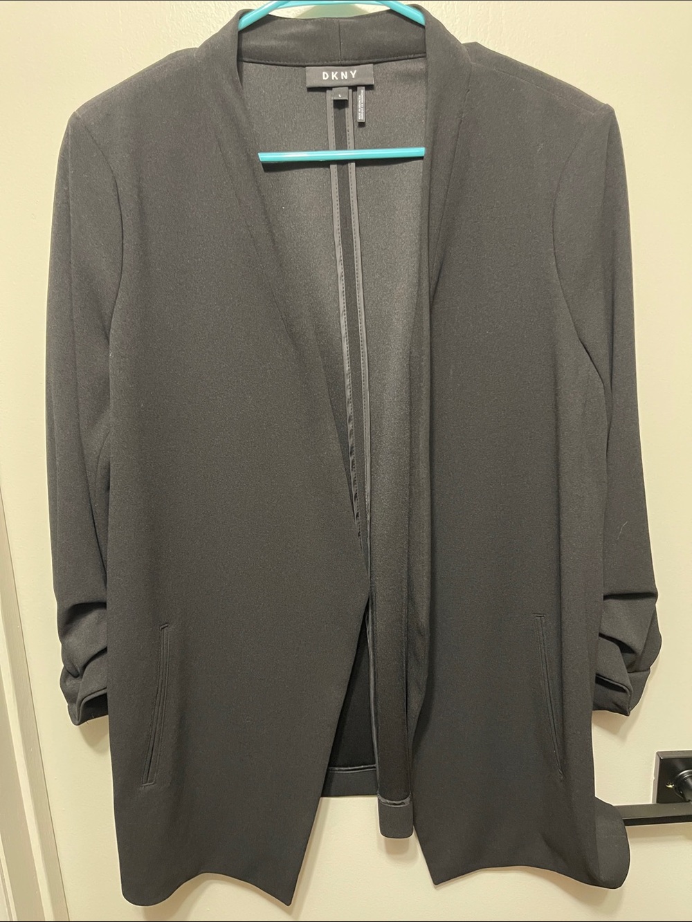 DKNY Black Open-Front Collarless Blazer